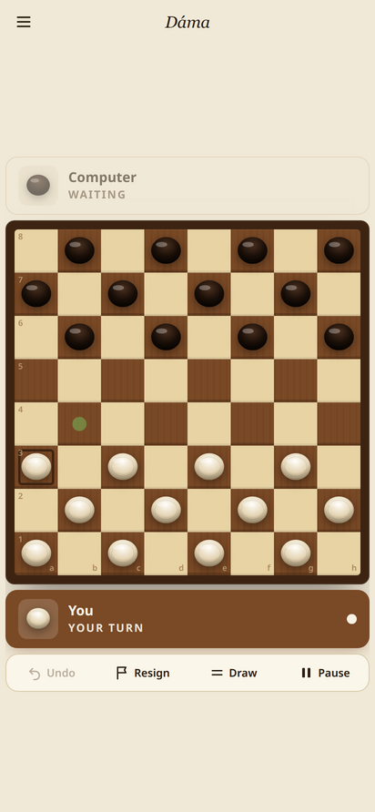 Dáma game board, your turn